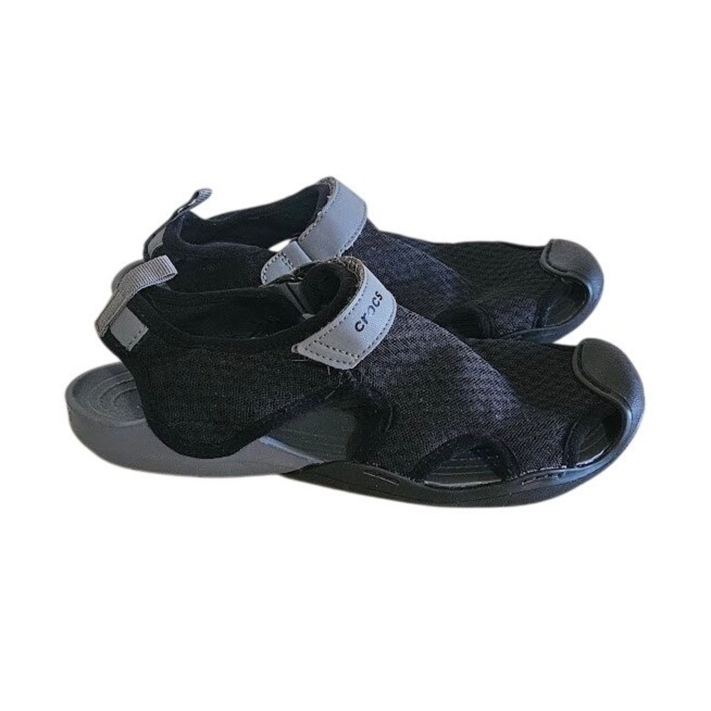 Crocs Swiftwater Mesh Sandals Women Size 8 Black Grey Water Shoes